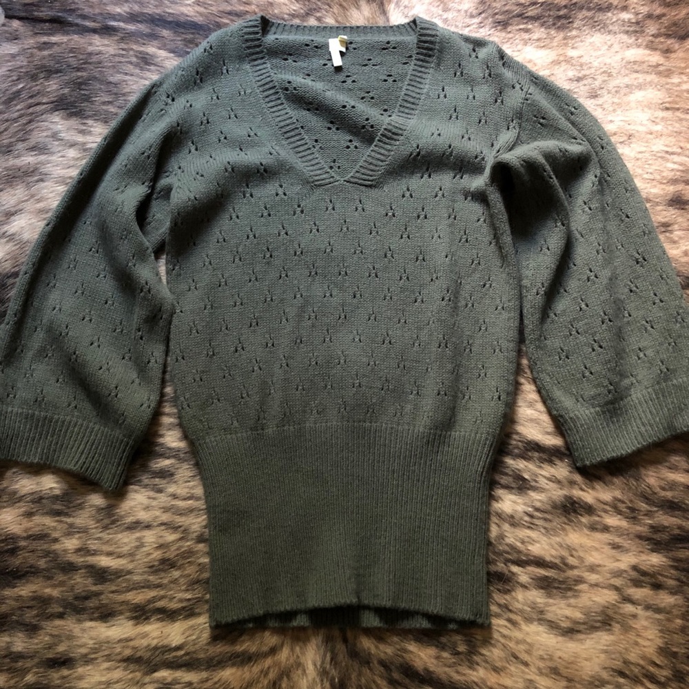 IRO Pointelle V-Neck Alpaca Oversized Sweater